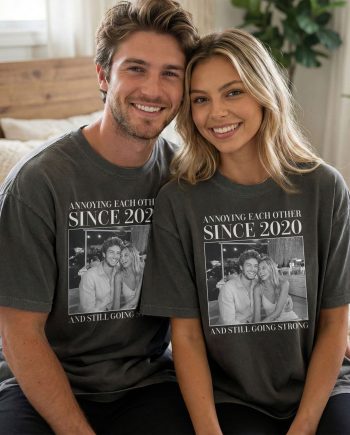 Annoying Each Other ... And Still Going Strong - Vintage Version - Personalized Photo Couple Matching Comfort Tee
