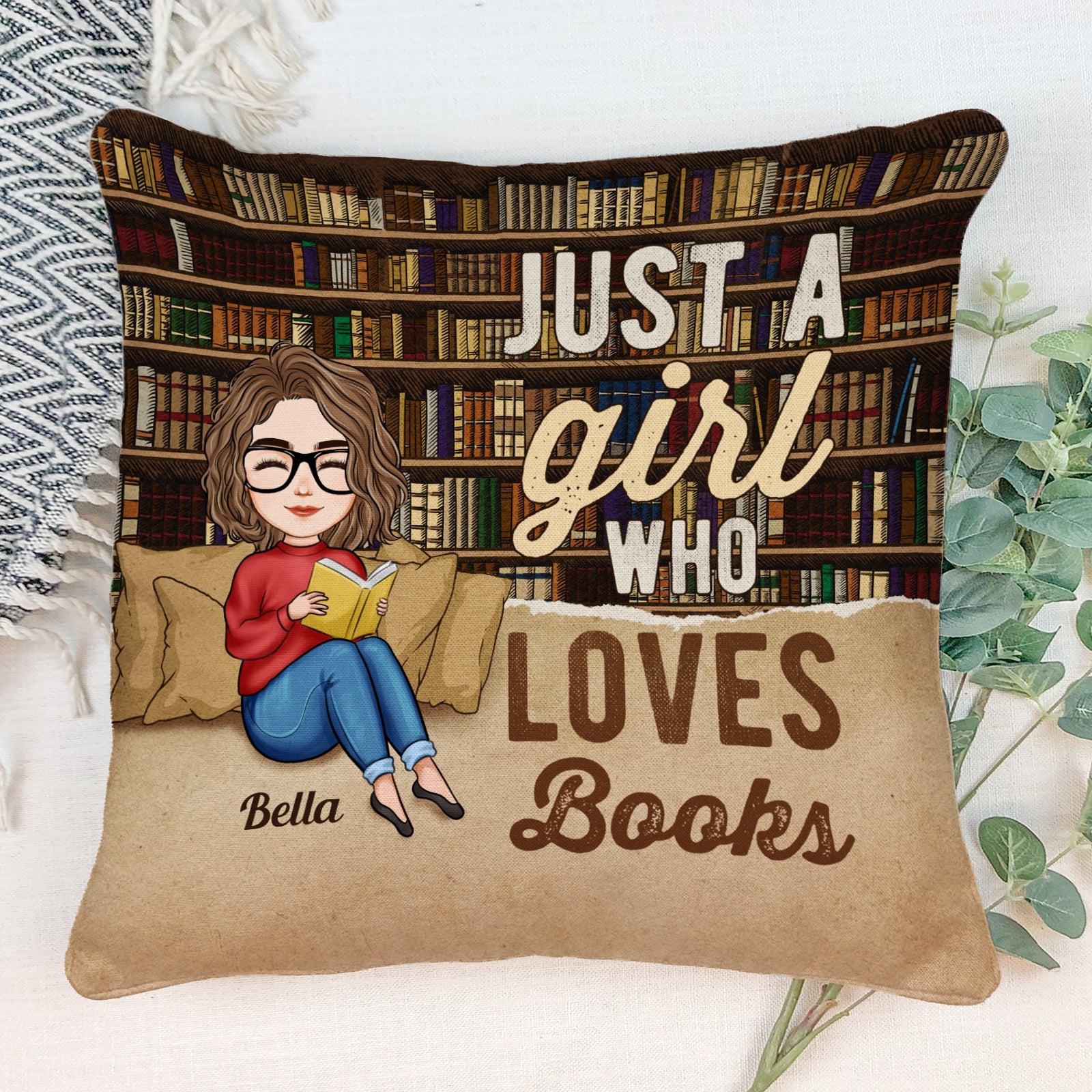 Just A Girl Who Loves Book - Personalized Pillow (Insert Included)