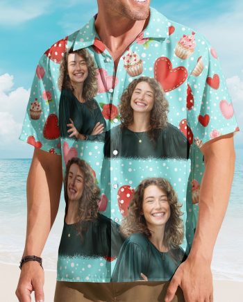 All You Need Is Love With Cupcake And Flowers - Custom Photo Hawaiian Shirts