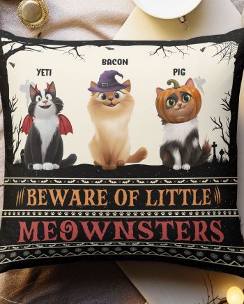 Beware Of Little Meownsters Custom Pets New Version - Personalized Pillow