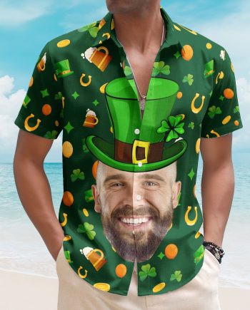 Custom Face Funny Happy St Patrick's Day - Custom Photo Hawaiian Shirts