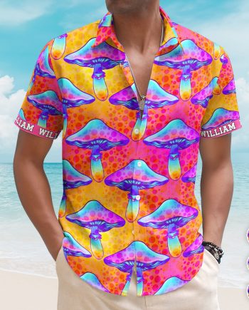 Custom Name With Poisonous Mushroom Pattern - Custom Hawaiian Shirts