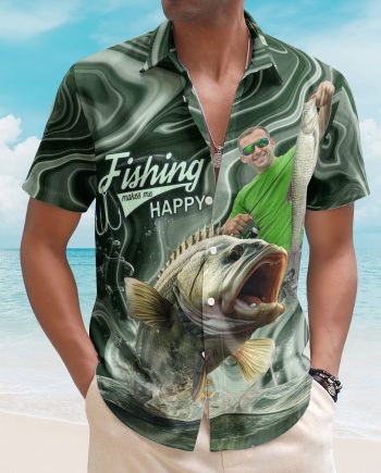 Custom Photo Fishing Bass Fish For Men - Custom Photo Hawaiian Shirt