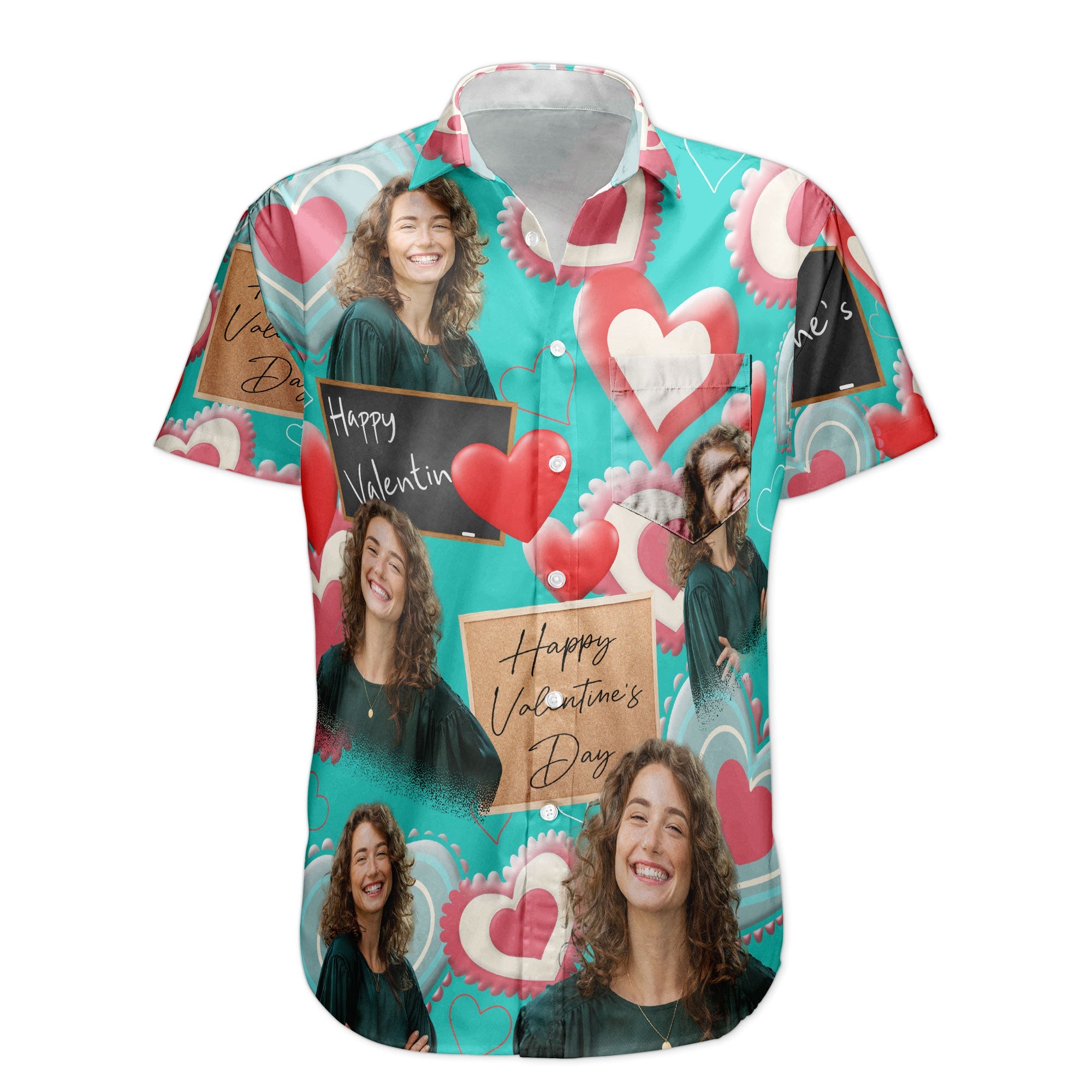 Happy Valentine's Day - Personalized Photo Hawaiian Shirt