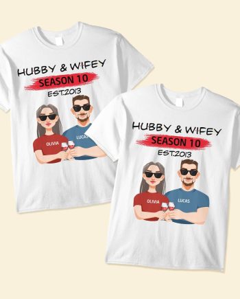 Hubby & Wifey - Personalized Matching Couple Shirts - Ver 2