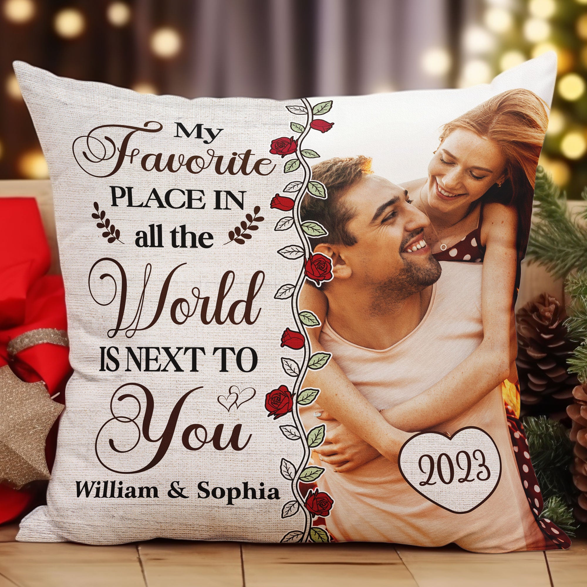 My Favorite Place Is Next To You - Personalized Photo Pillow (Insert Included)