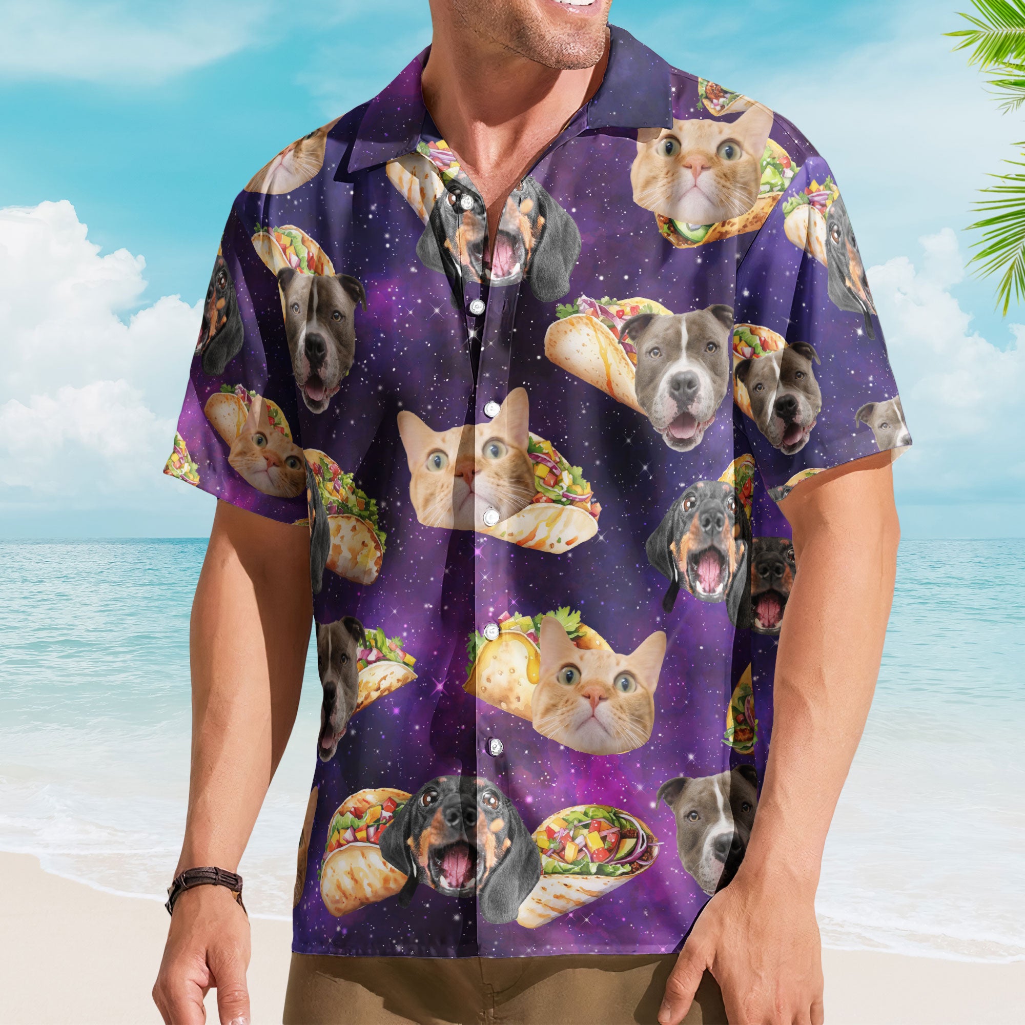 Taco Dog Cat - Personalized Photo Hawaiian Shirt