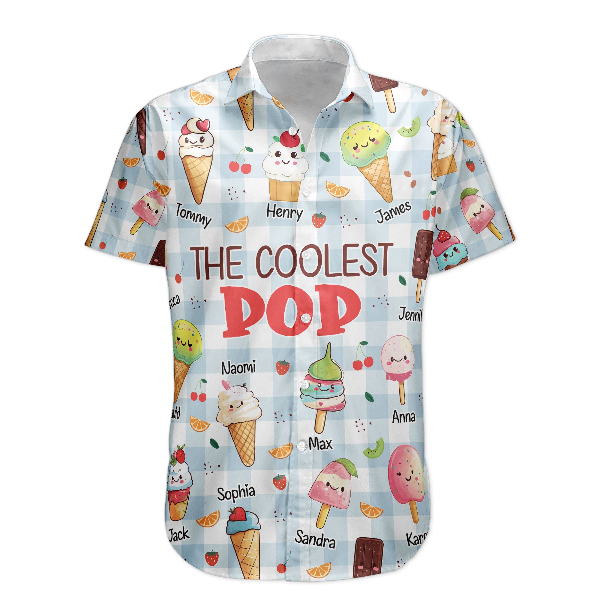 The Coolest Pop - Custom With Kids' Names - Personalized Hawaiian Shirt