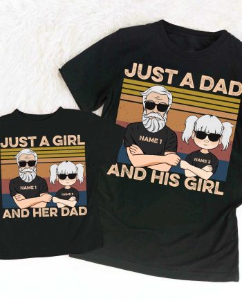 Daddy And Daughter - Personalized Shirt- Man And Woman Illustration