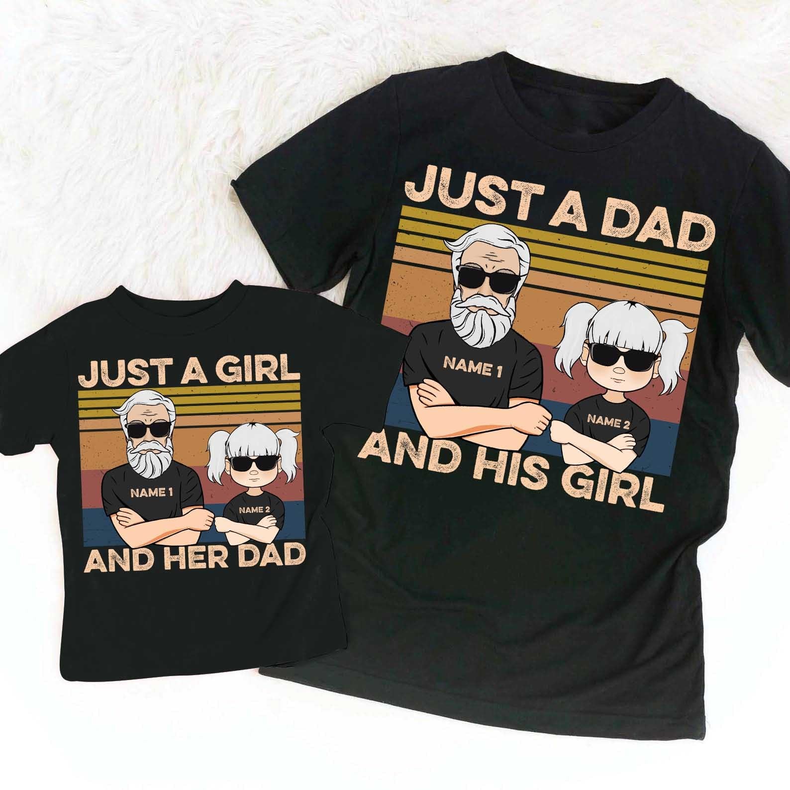 Daddy And Daughter - Personalized Shirt- Man And Woman Illustration